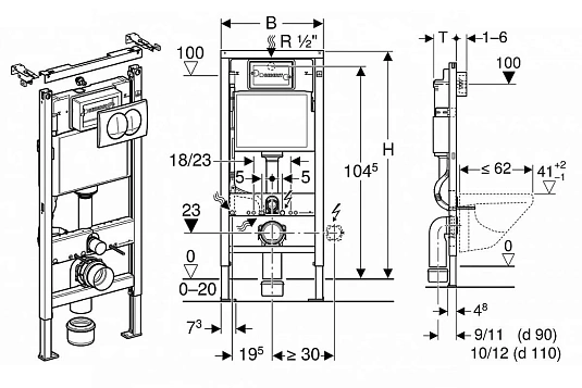 Комплект Geberit Renova Compact Rimfree, унитаз подвесной, сиденье, кнопка Delta20 - фото Geberit (Геберит) Shop