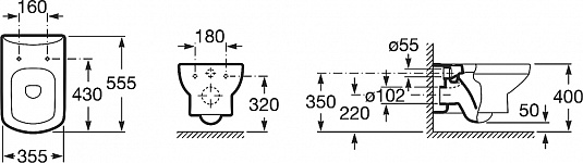 Комплект инсталляции Bocchi 8010-1000(T02-2113) с подвесным унитазом Roca 346517000 + крышка-сиденье с микролифтом ZRU9000041 - фото Geberit (Геберит) Shop